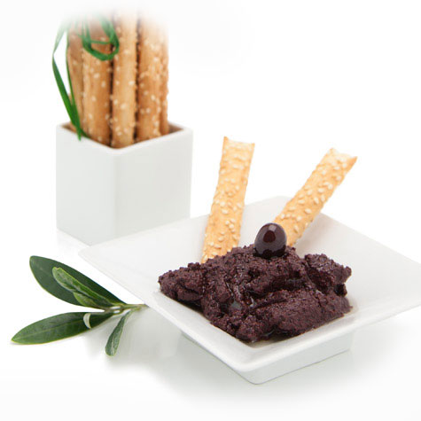 Alt="vorrei italian black olive pate with bread sticks"